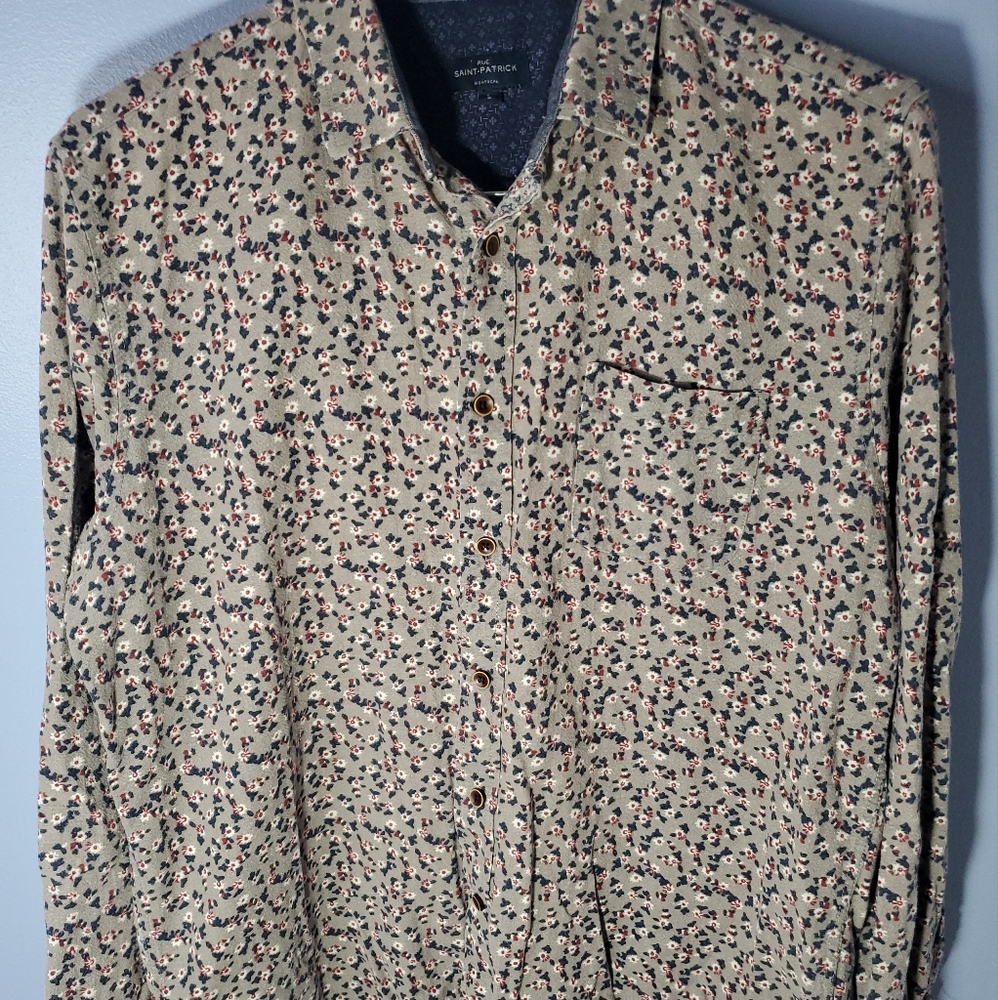 Rue Saint-patrick Button Shirt Men Size L  Desing In Montreal